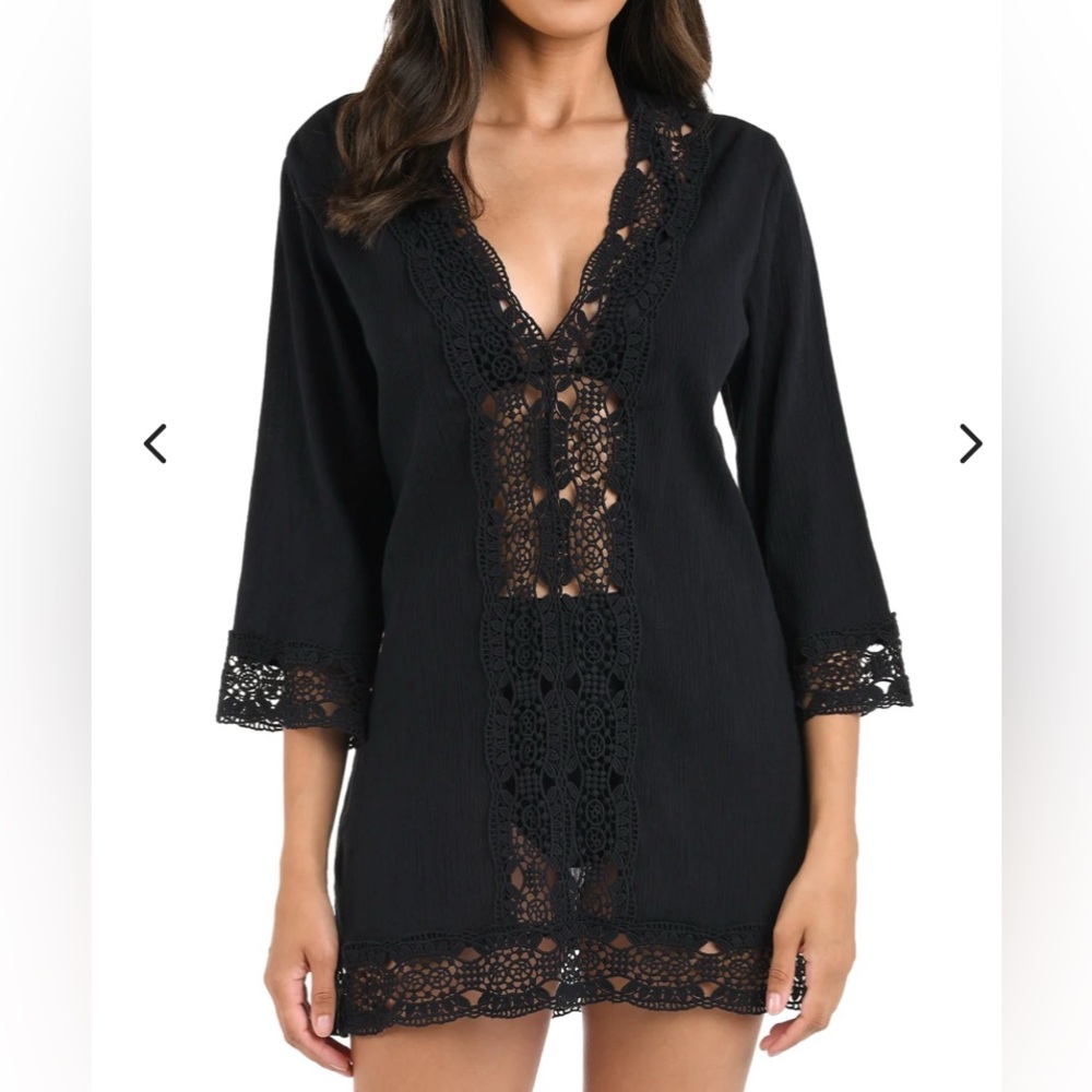 LA BLANCA Island Fare V-Neck Tunic Swim Coverup LIKE NEW XL